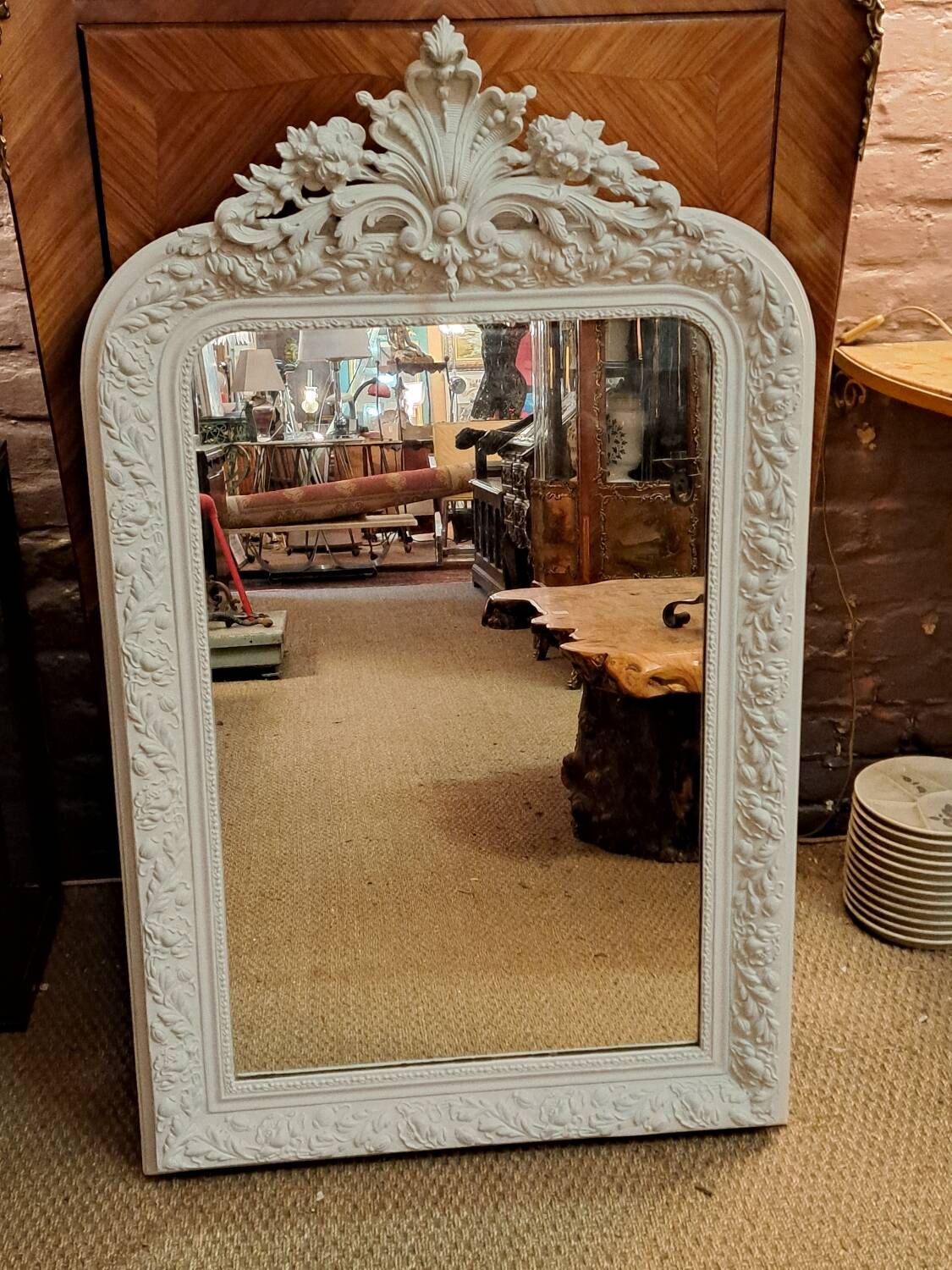 Louis Philippe mirror with patinated cartouche