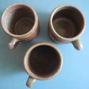 Lot of antique rustic stoneware pots, old French stoneware pots