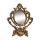Baroque oval mirror pivoting on foot Golden brass 20x15cm