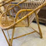 Pair of rattan basket armchairs