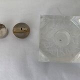 Set ashtray, table lighter and cigar box in altuglas and brass 1970