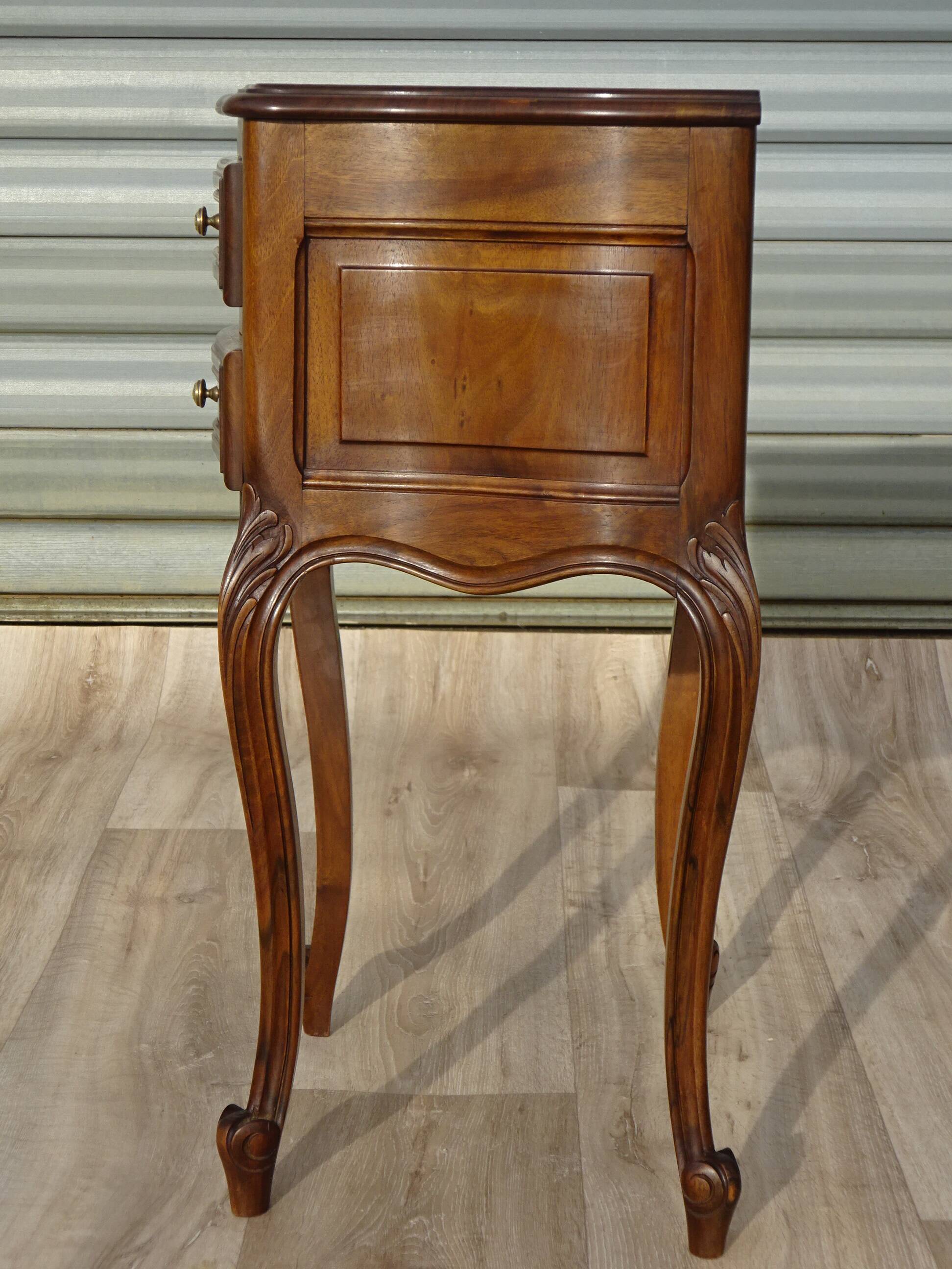 Louis XV bedside table in solid walnut