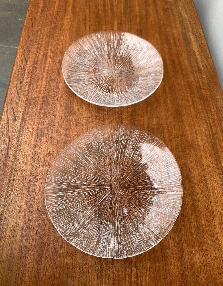 Vintage glass plates with bark design, set of 2.