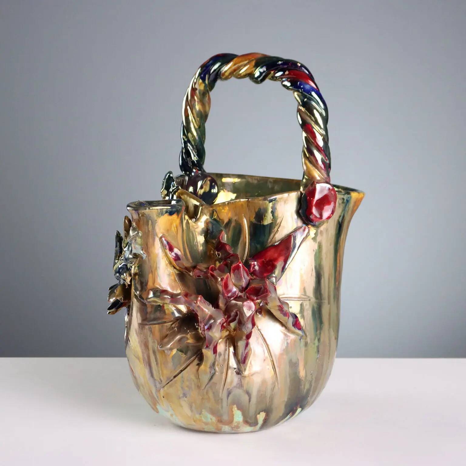 Antique ceramic vase by Giuseppe Mazzotti, Albisola, Italy, 1930s-1940s.