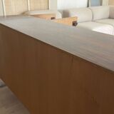 Scandinavian sideboard in rosewood, 5 doors. Chrome square tube base.