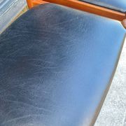 Set of 4 Scandinavian chairs by Johannes Andersen, Vamo Sonderborg, teak and imitation leather, 1960