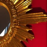 Mirror sun golden wood 42 cm, 1950