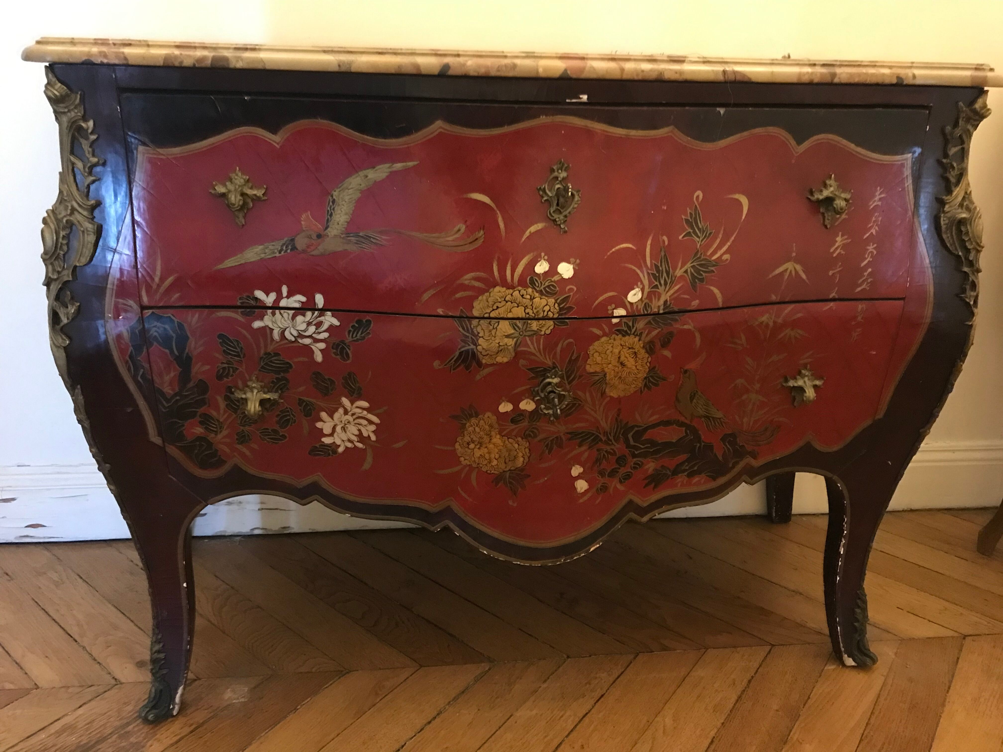 Commode Louis XV style chinois laqué