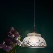 Vintage pendant lamp shade in white and gold frosted glass
