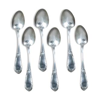 Set of 6 silver metal spoons