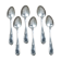 Set of 6 silver metal spoons