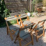 Set of 4 foldable chairs in pine 60s