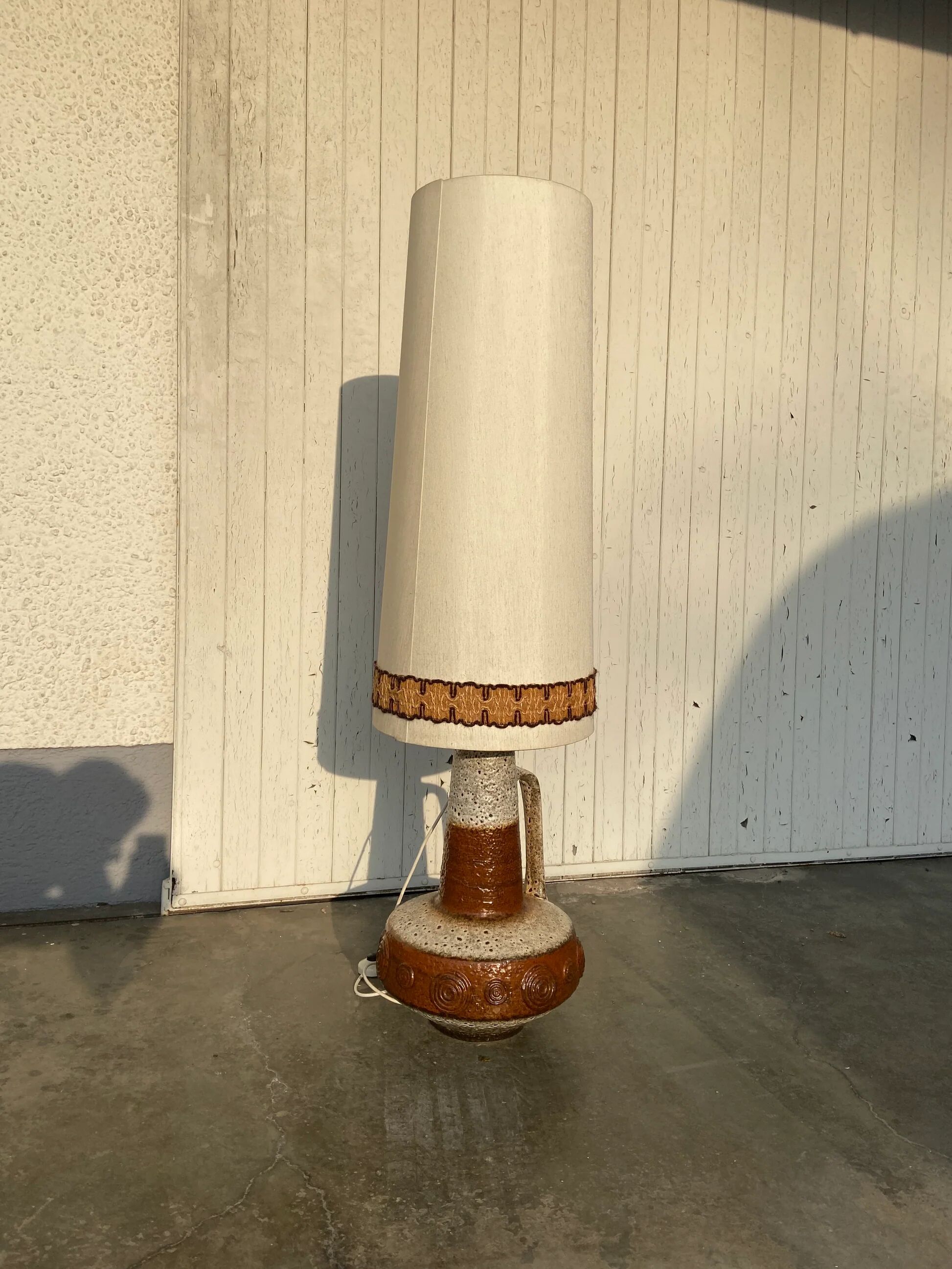 XL floor lamp by Hustadt Leuchten, studio ceramic, 1970s, mid-century, vintage, brutalist, fat lava