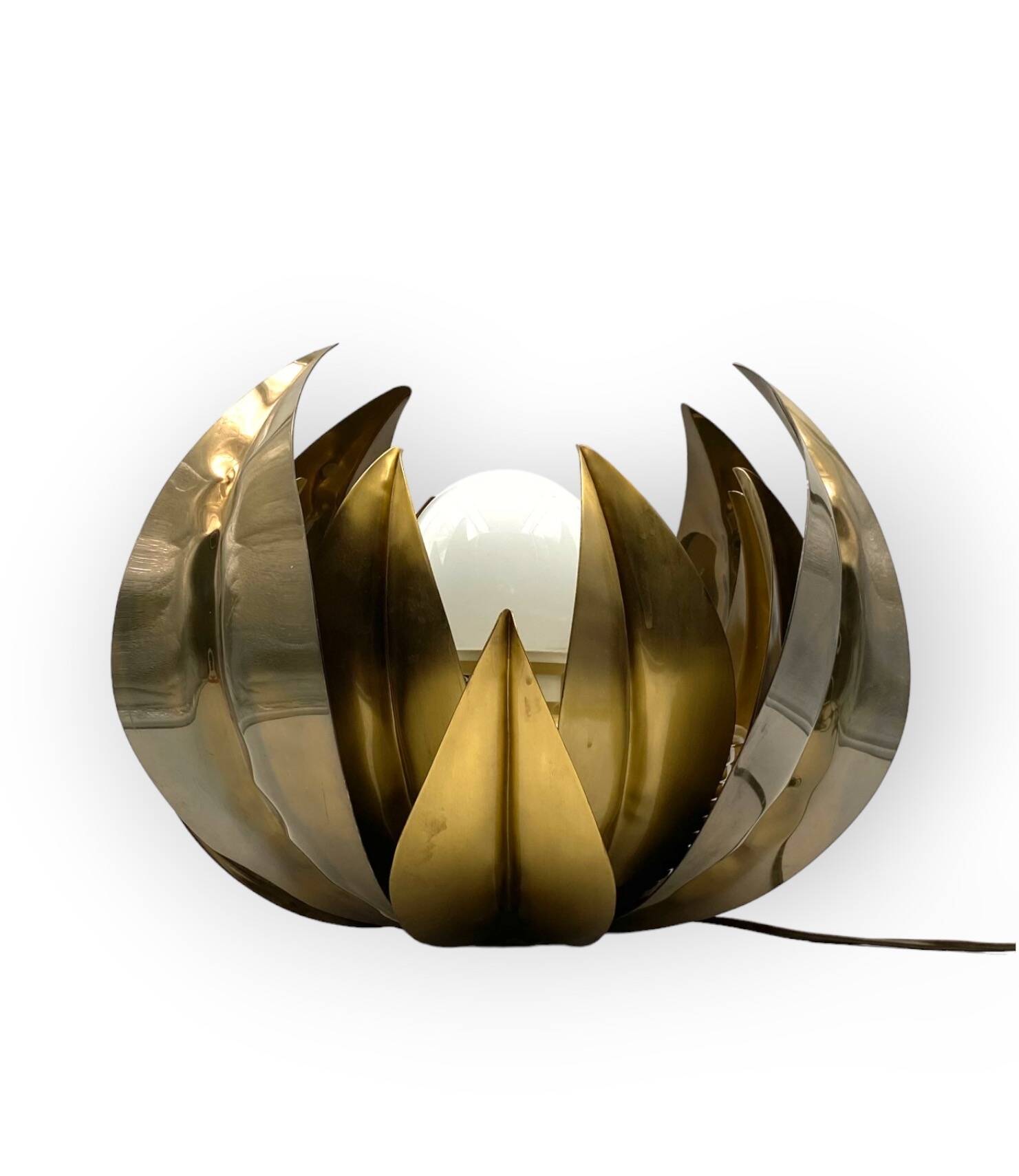 Lotus flower brass floor/table lamp, attr. Bottega Gadda, Italy, 1970