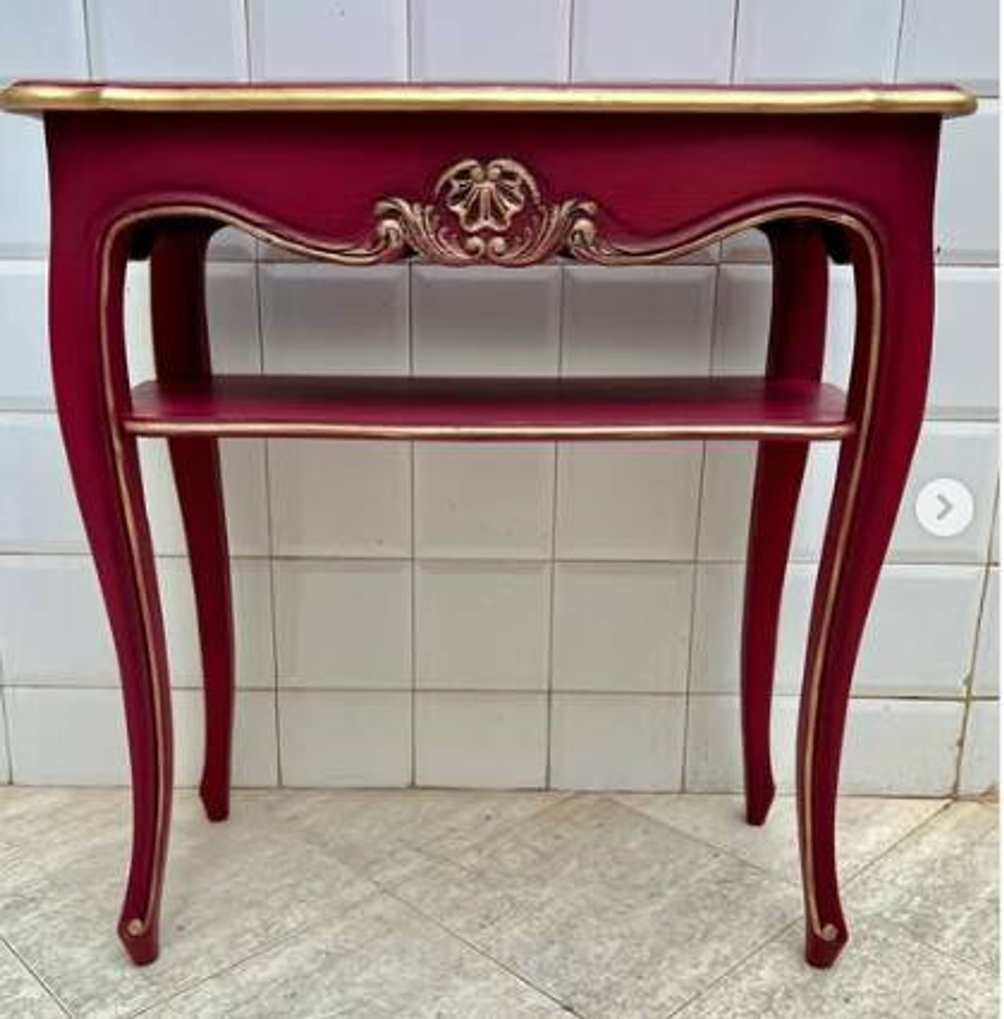 Console Louis XV Rouge Bordeaux et Or