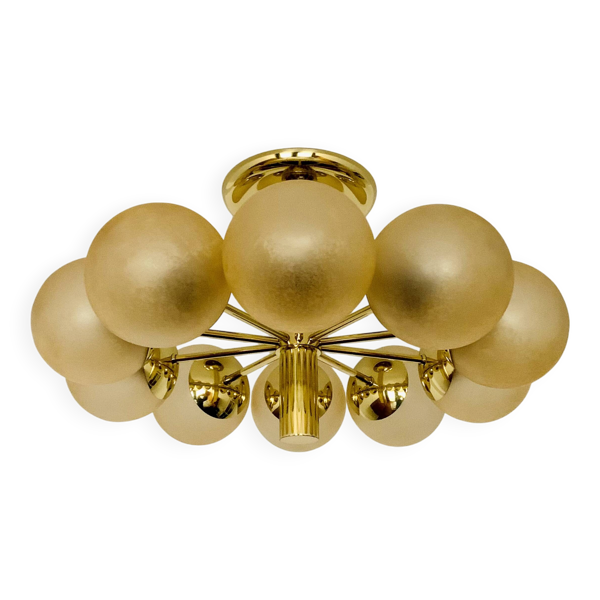 Grand lustre de plafond en laiton Sputnik par Kaiser Leuchten