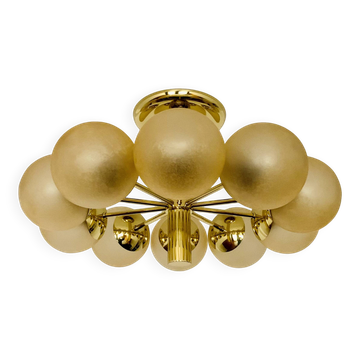 Large Brass Sputnik Flush Chandelier by Kaiser Leuchten