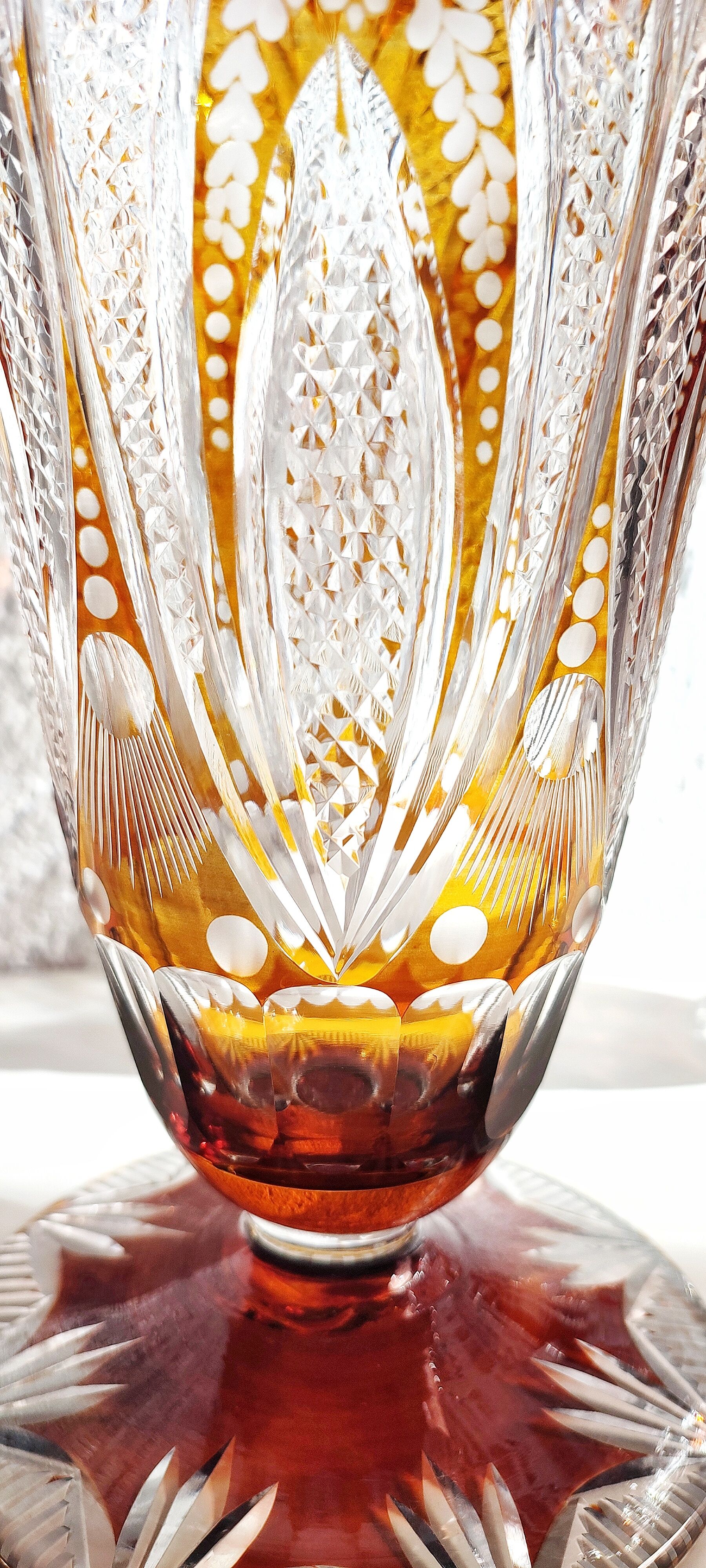 Bohemian glass vase. Czech Republic 1980s.