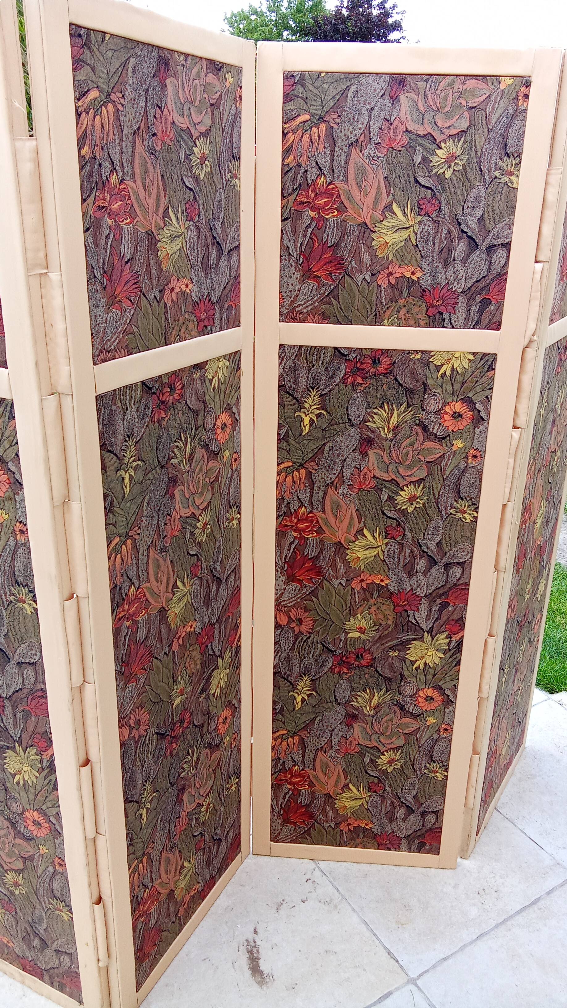 Paravent vintage en tissu