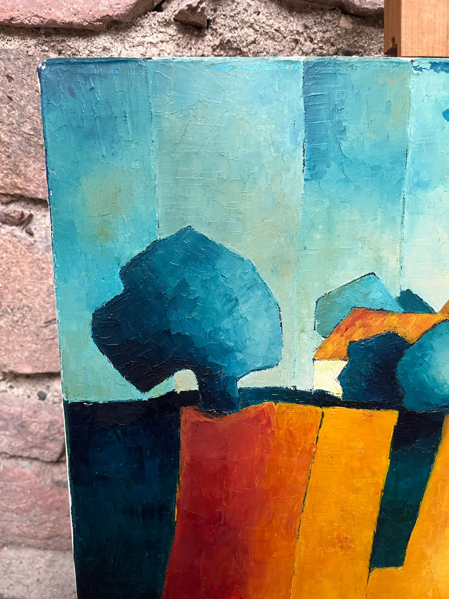 Oil on canvas "Village"