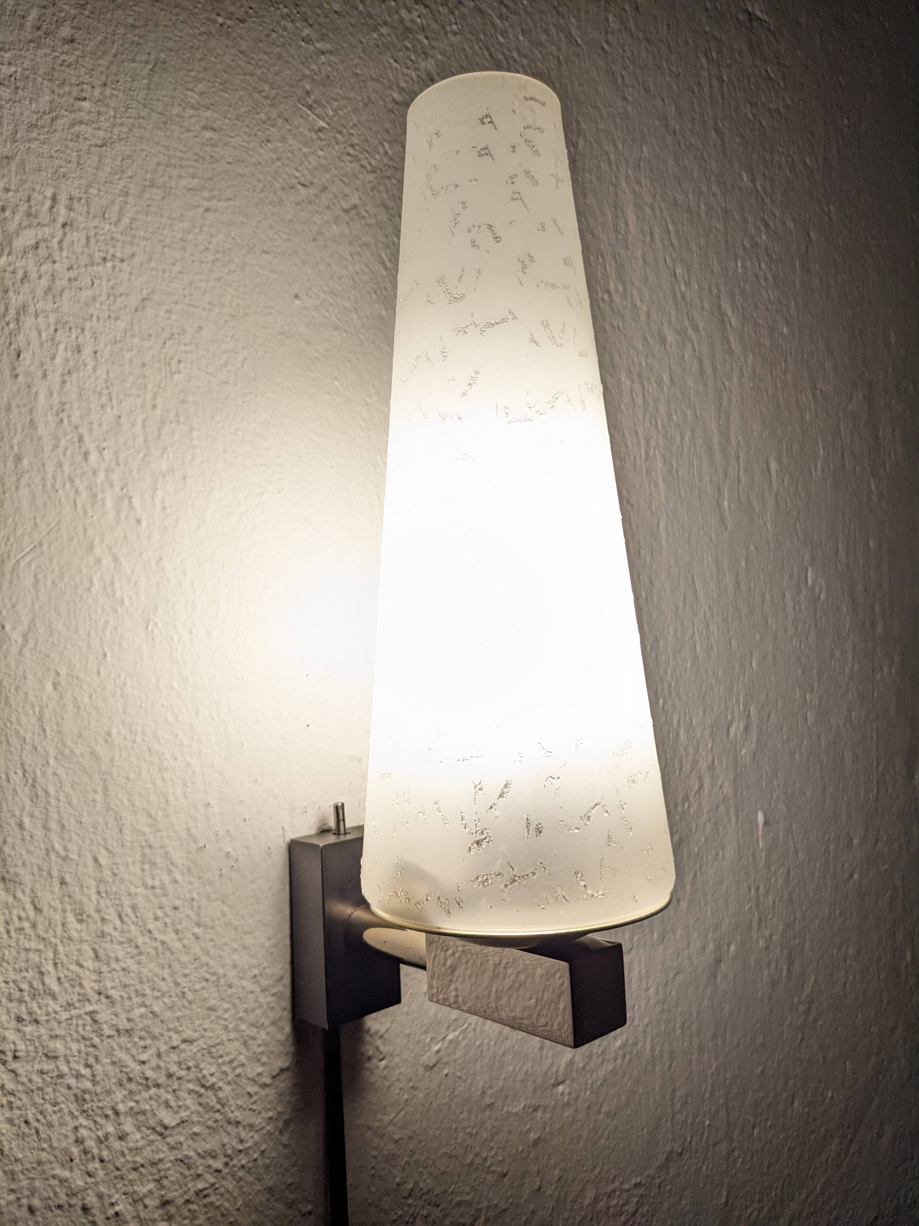 Glass and brass wall light by Maison Arlus, France circa 1950.