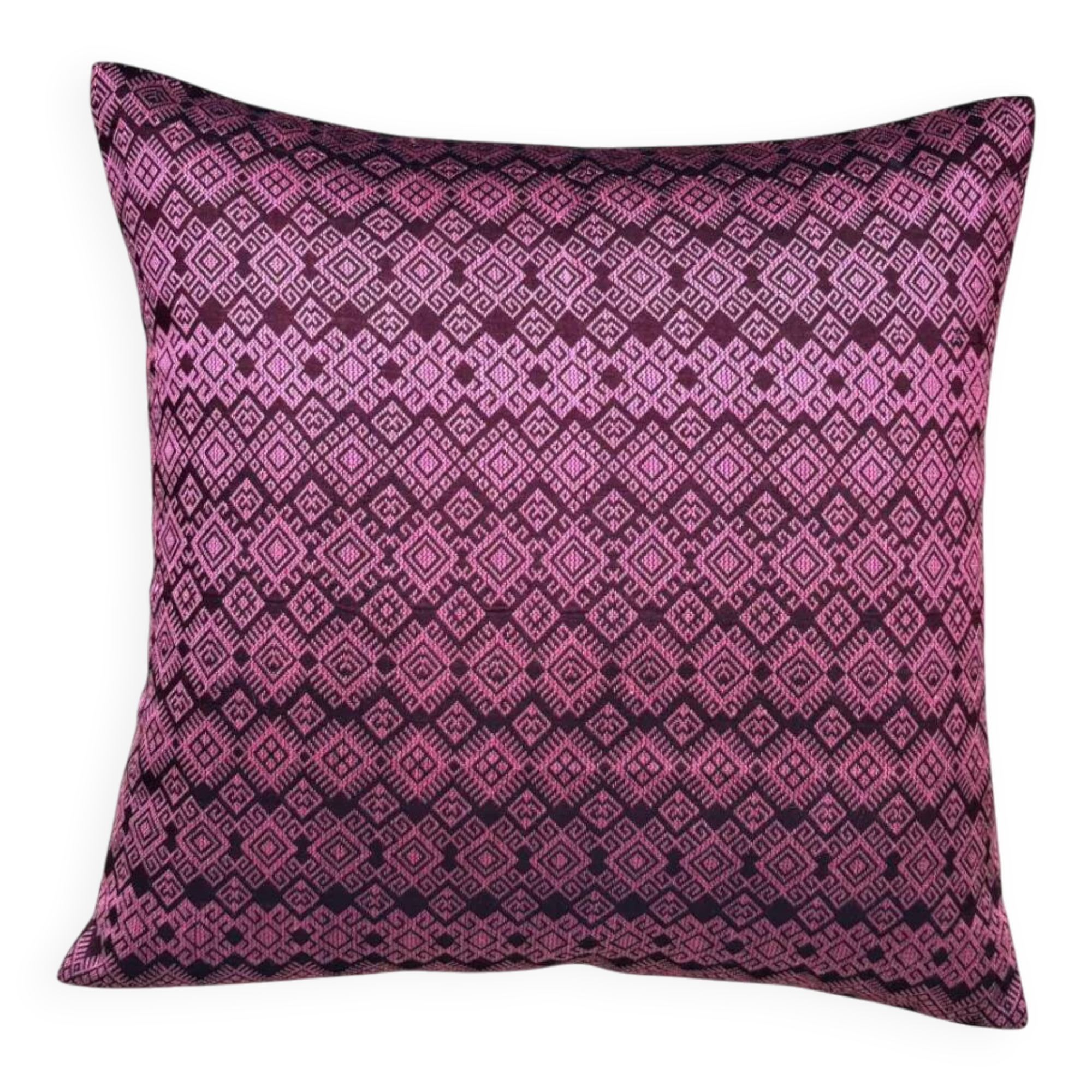 Burgundy and pink Kachin cushion cover (RIDA)