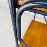 Vintage oak bedside table with black metal legs circa 50s/60s