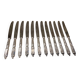 12 silver-plated metal lunch knives, SFAM silversmith, Russian handle, 16.9cm