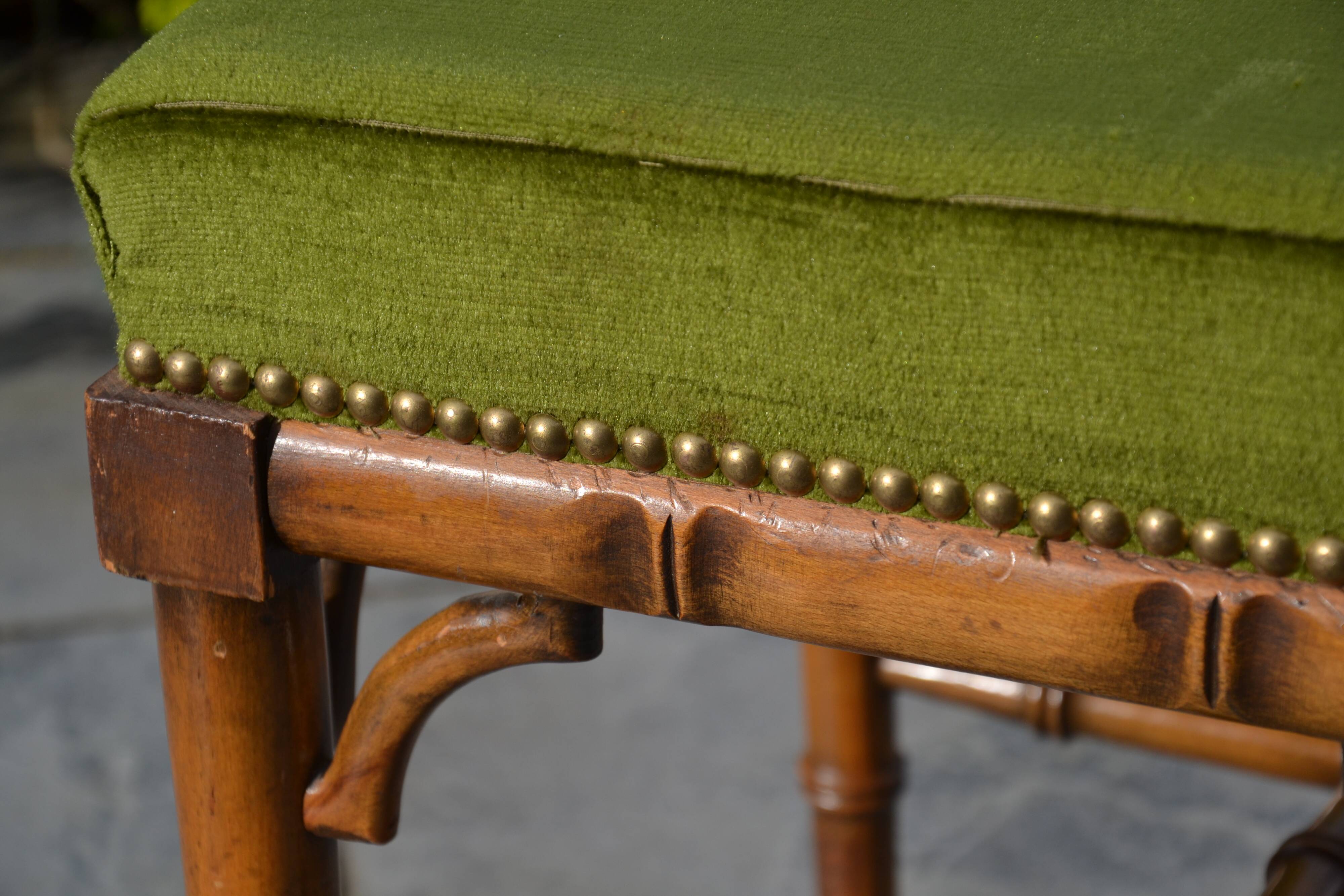 Piano stool/bamboo effect wooden footrest