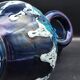 Vallauris vintage iridescent blue fat lava vase?