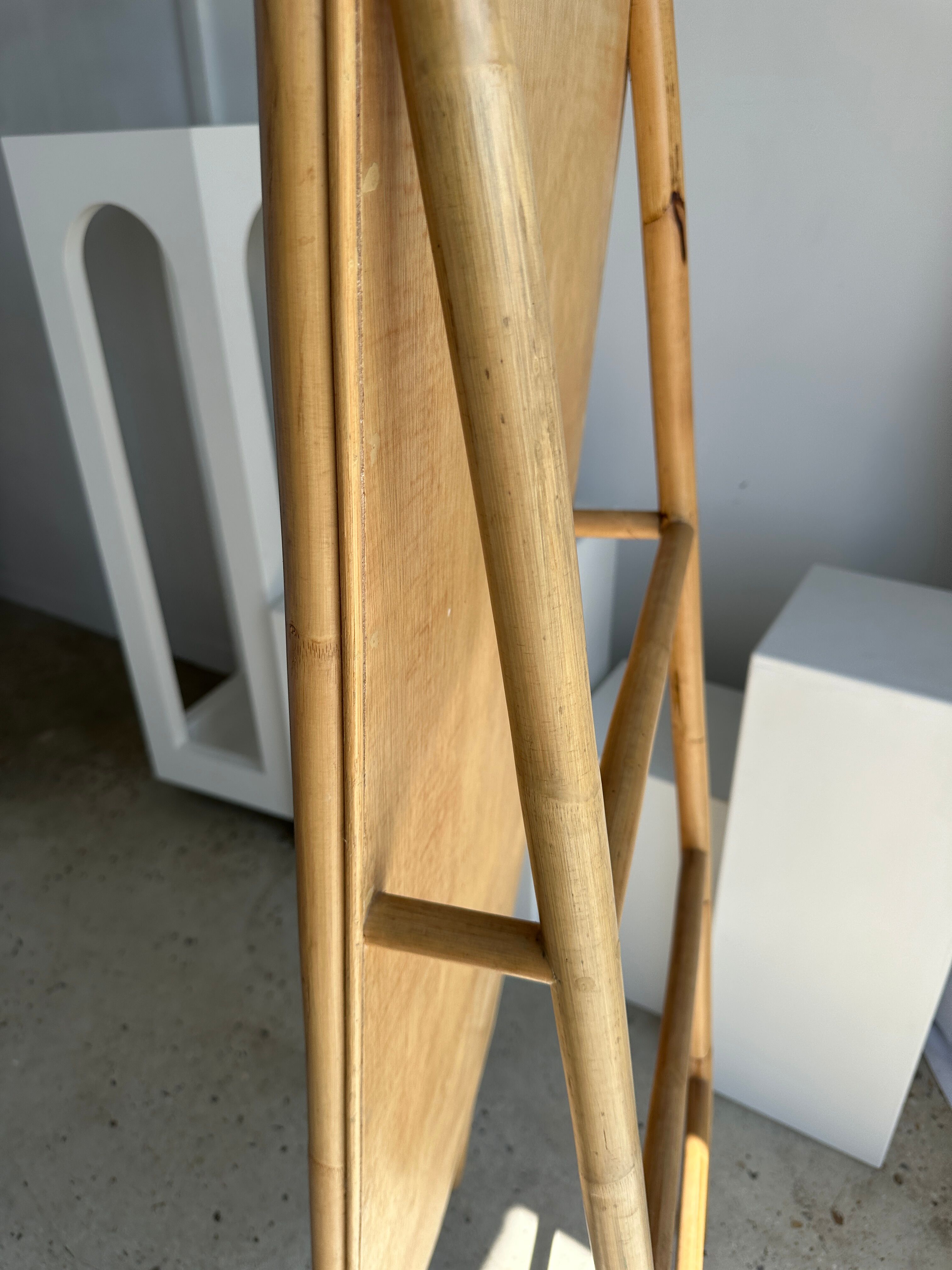 Floor mirror in bamboo and rattan H:1m80