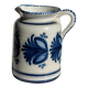 Artisan blue floral decorative carafe, height 17 cm, diameter 24.5 cm.