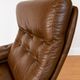 Vintage Danish mid-century brown leather swivel chair 1970s