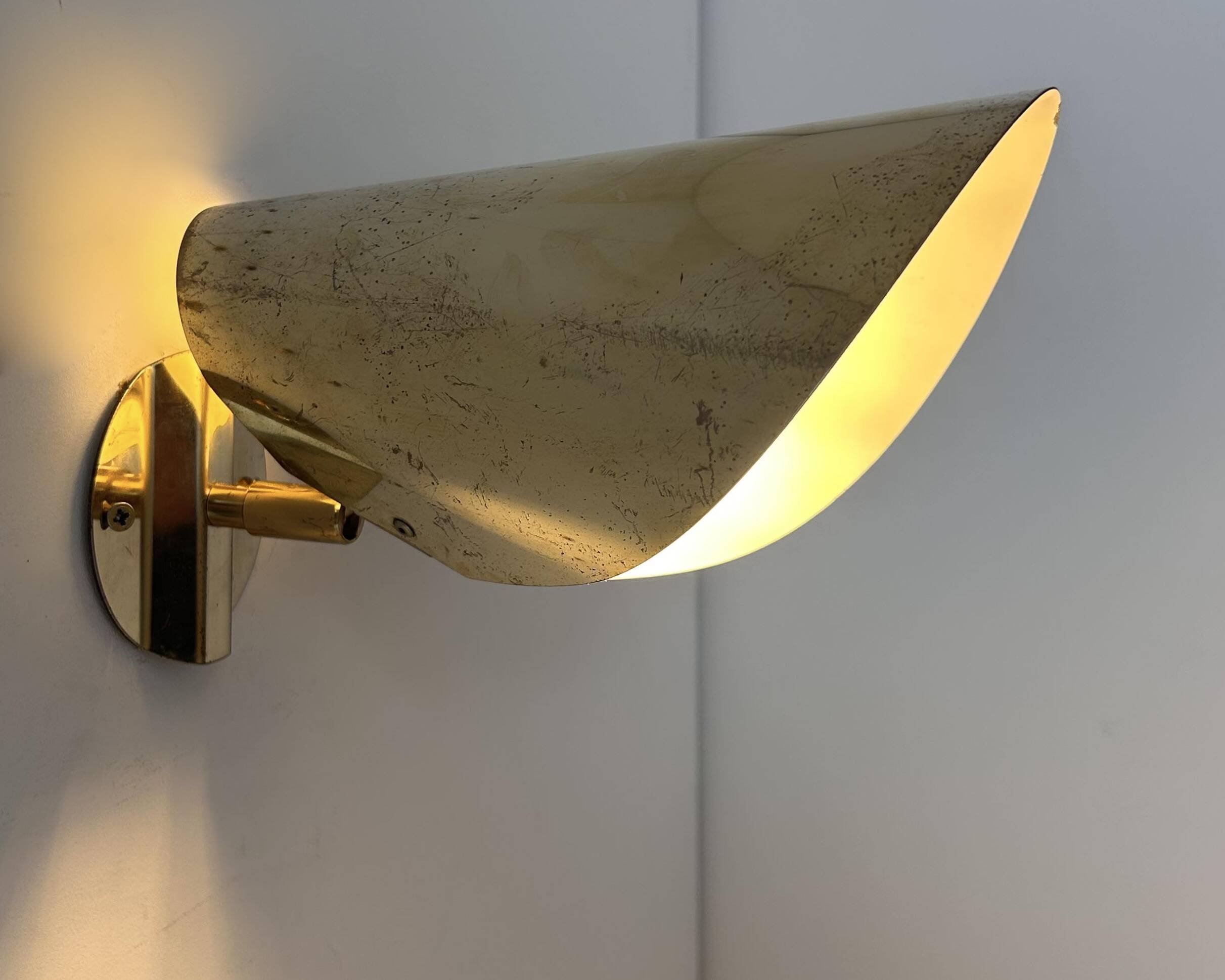 Vintage adjustable wall light, solid brass, Sweden 1970s
