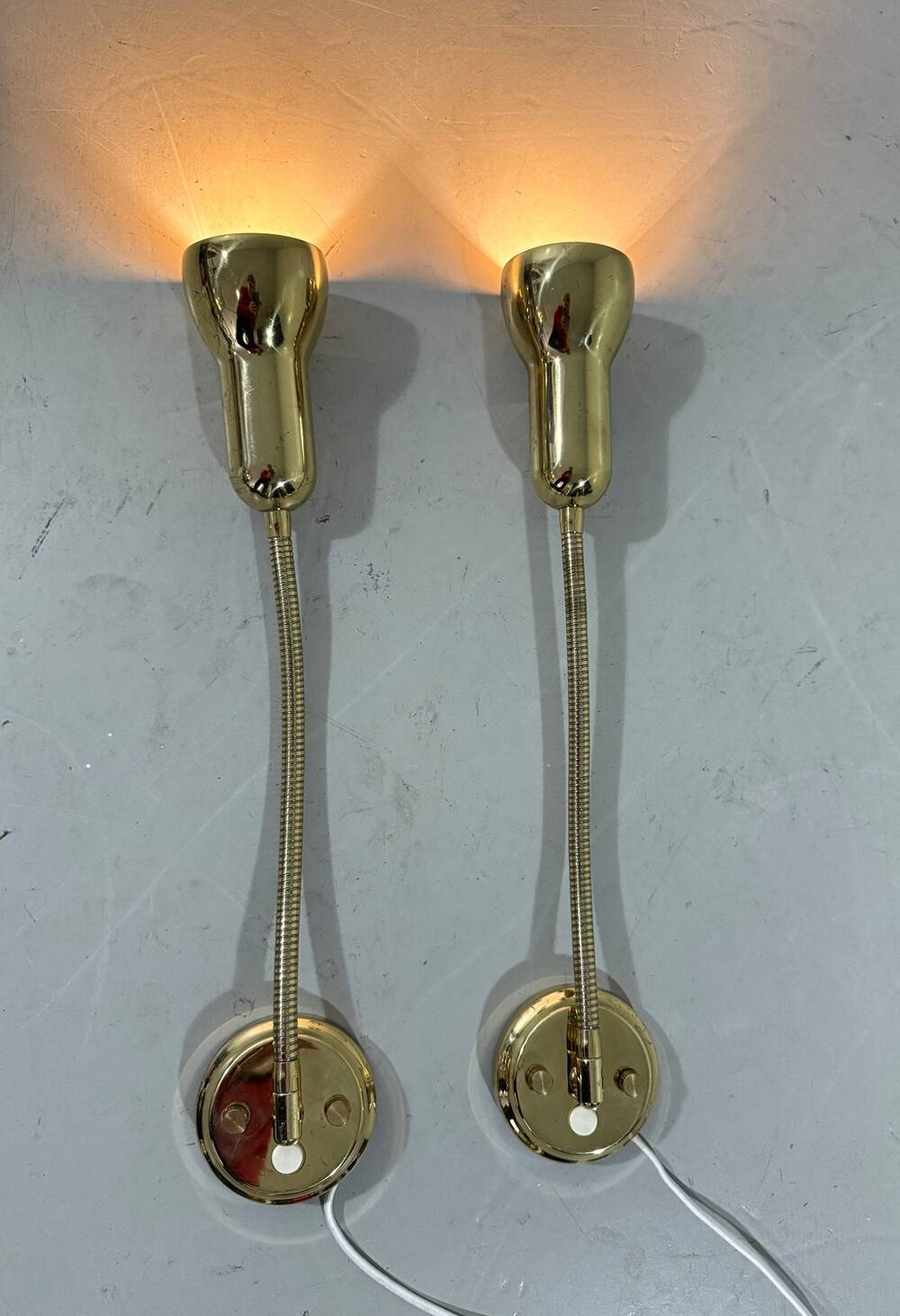 Brass flexible wall lamps, set of 2, 1960’s