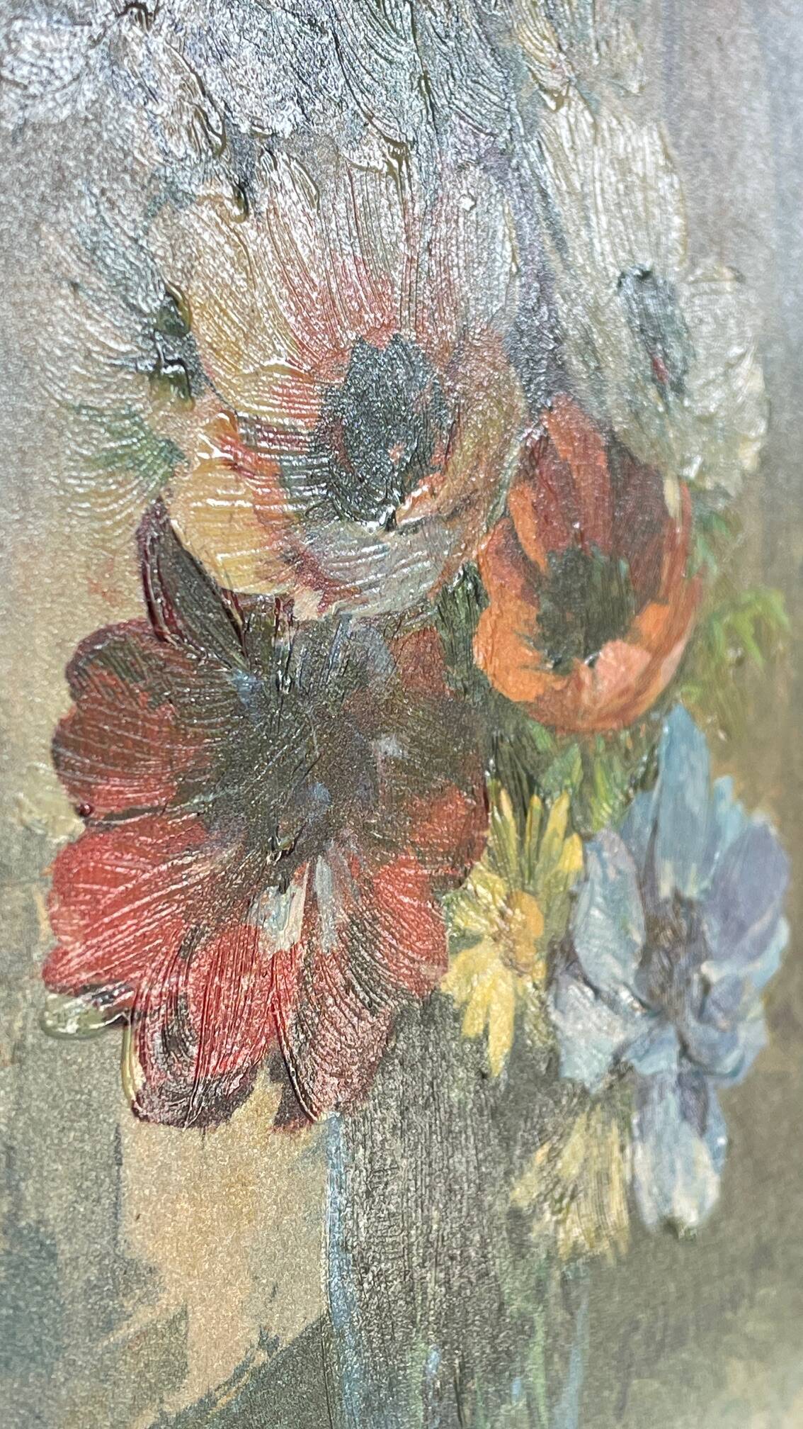 TABLEAU Vintage Bouquet aux ANEMONES