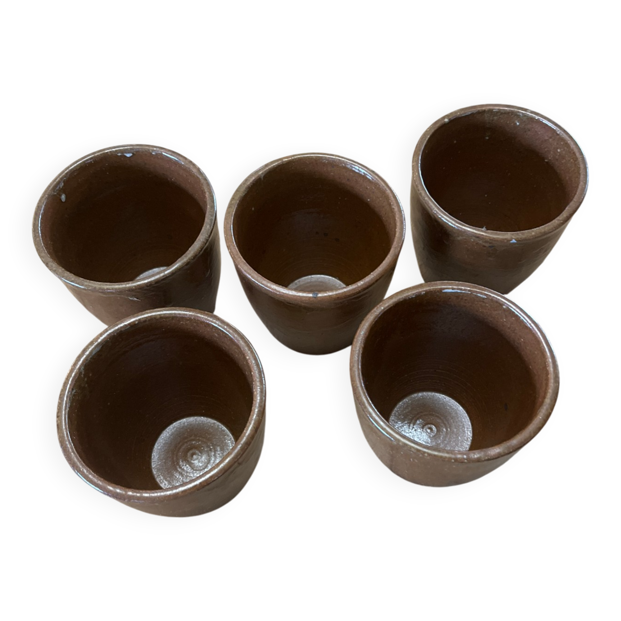 Set of 5 handcrafted ceramic cups –