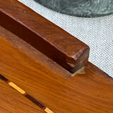 Wooden tray, inlaid decoration with marquetry and mother-of-pearl.