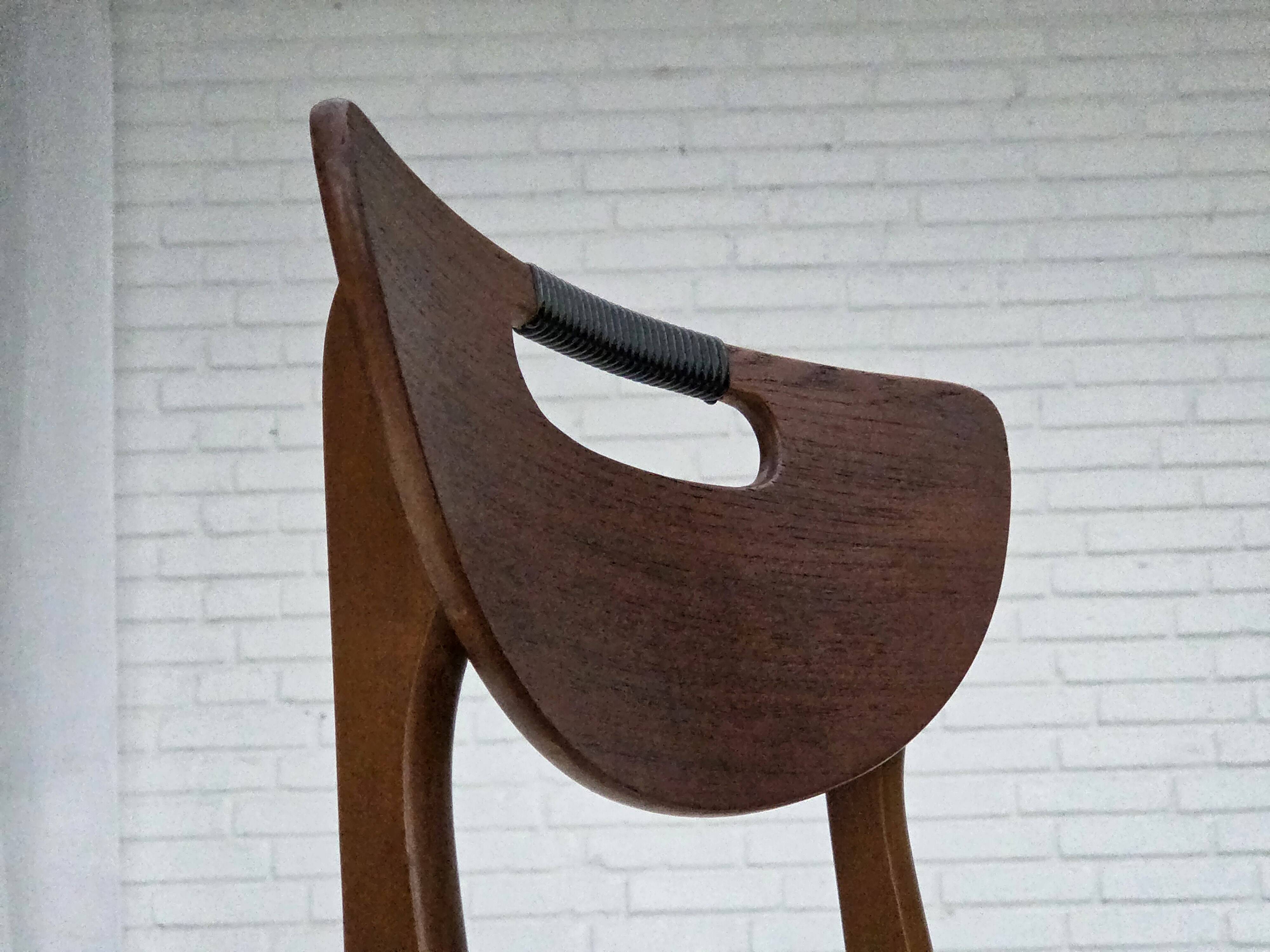 1960s, Danish design, set of 4 reupholstered dining chairs.