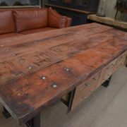 factory workbench in cast iron and wood 1930 with 9 drawers