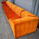 Large Mid Century sectional sofa of 6 elements in orange velvet