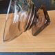Art Deco footed bowl Daum Nancy, smoked glass, square base, signed