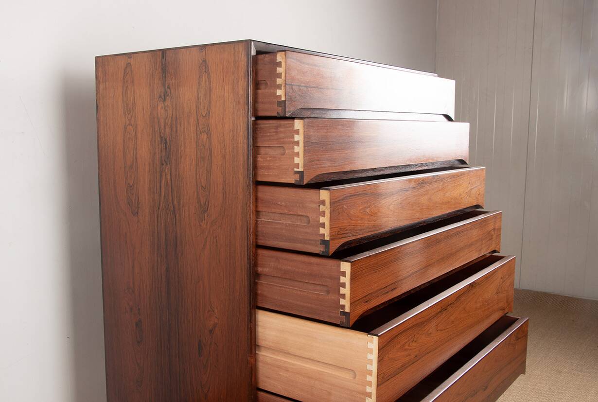 Large Danish chest of drawers in rosewood by Svend Langkilde from the 1960s.