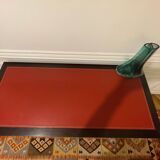 Wenge console desk / red leather top and drawer