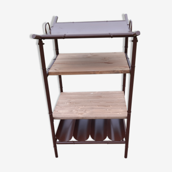 Industrial kitchen storage cabinet iron and wood