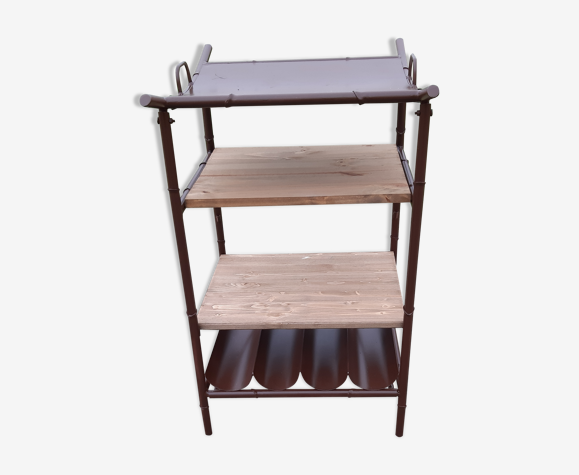 Industrial kitchen storage cabinet iron and wood