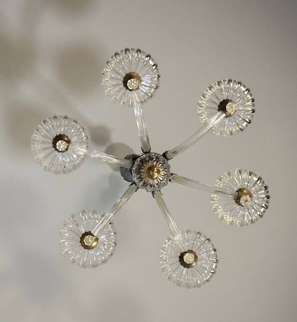 Lustre vénitien en verre de Murano et laiton, vers 1950