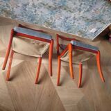 Rare - Set of 4 Louis Philippe/restoration style chairs with medallion - Blue / cherry color