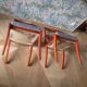 Rare - Set of 4 Louis Philippe/restoration style chairs with medallion - Colour blue / cherry wood
