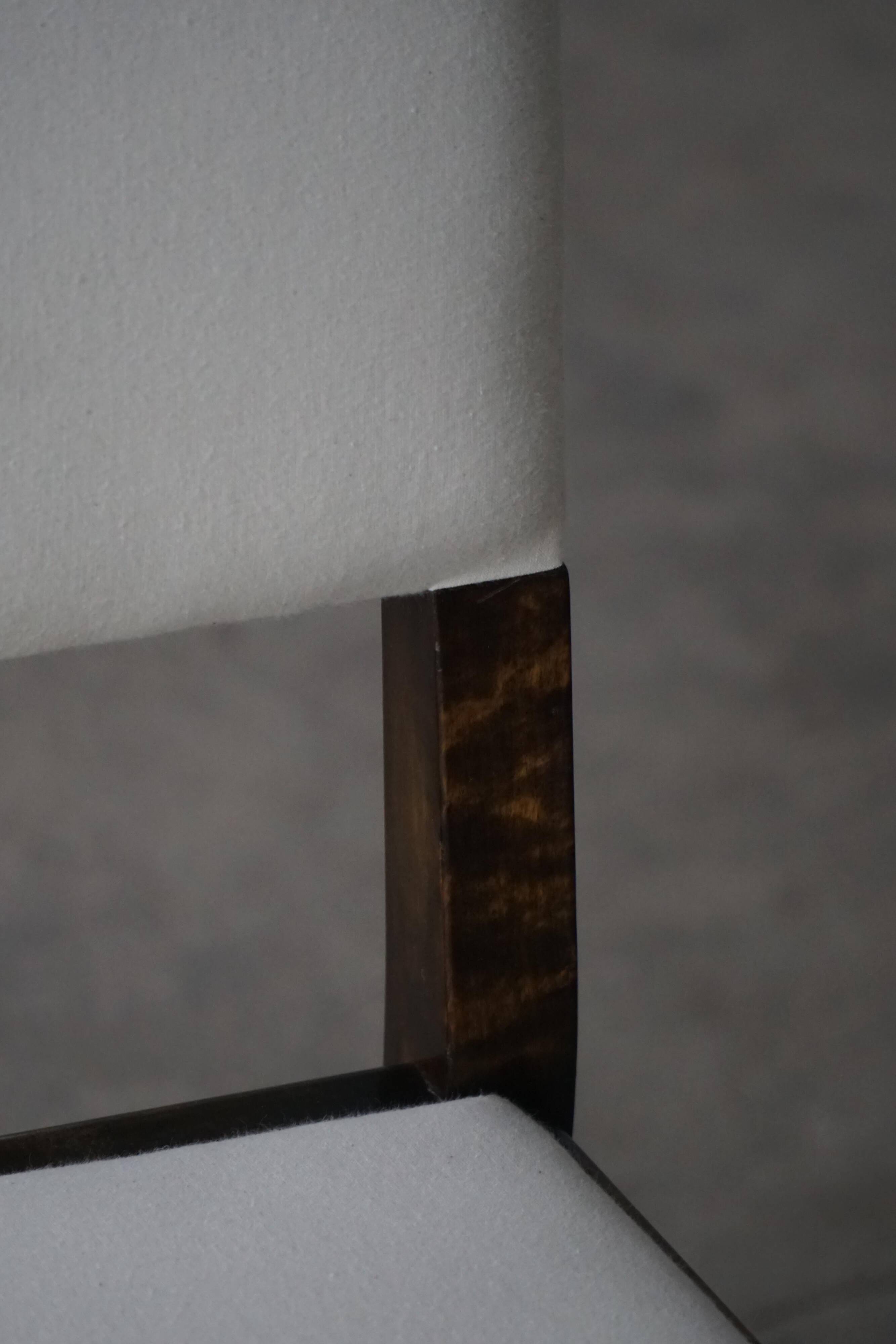 Set of 6 Swedish Grace dining chairs in birch with new upholstery, 1920s.